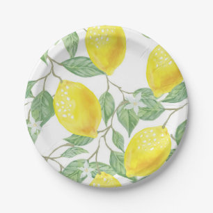 Assiettes En Carton Citron jaune et vert pays