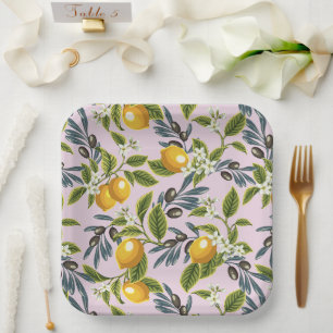Assiettes En Carton Citrons et olives italiens