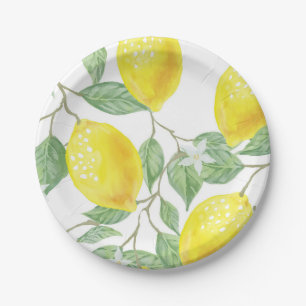 Assiettes En Carton Citrons jaunes sur la vigne