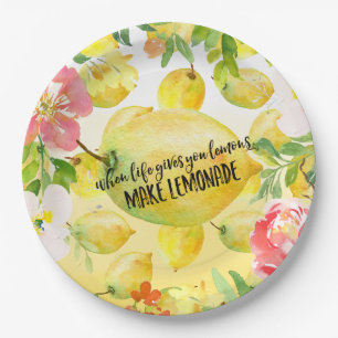 Assiettes En Carton Citrons Pink floral ombre aquarelle inspirant