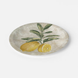 Assiettes En Carton Citrons Vintages crachés rustiques