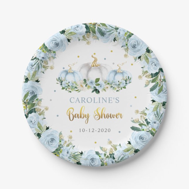 Assiettes En Carton Citrouille Baby shower Boy Rustic Fall Citrouille (Devant)