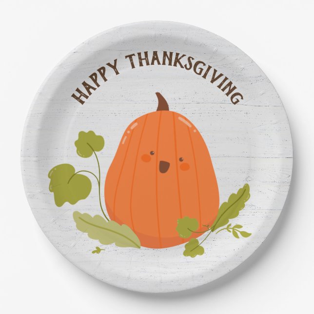 Assiettes En Carton Citrouille bon thanksgiving (Devant)