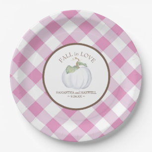 Assiettes En Carton Citrouille d'aquarelle rose fille Baby shower