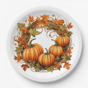 Assiettes En Carton Citrouille d'automne