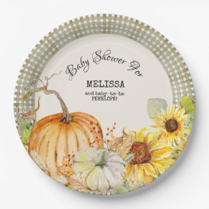 Assiettes En Carton Citrouille d'automne Sunflower n Sage Green En vic