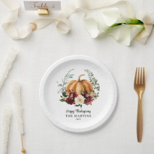 Assiettes En Carton Citrouille d'automne Thanksgiving