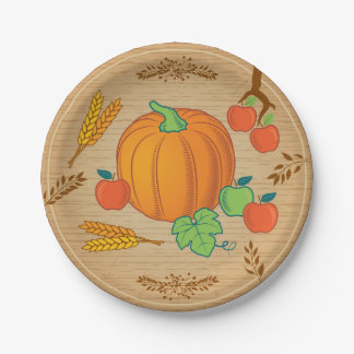 Assiettes En Carton Citrouille de récolte d'automne Apple Wood