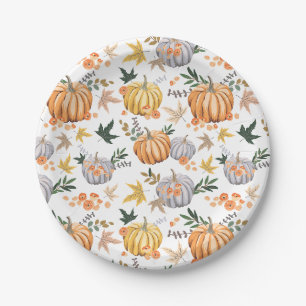 Assiettes En Carton Citrouille de récolte d'automne Thanksgiving Motif