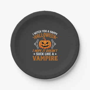 Assiettes En Carton Citrouille de vampire drôle d'Halloween