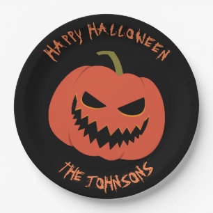 Assiettes En Carton Citrouille éffrayant Black fête d'Halloween votre