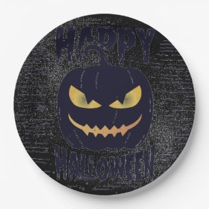 Assiettes En Carton Citrouille éffrayant Black Halloween