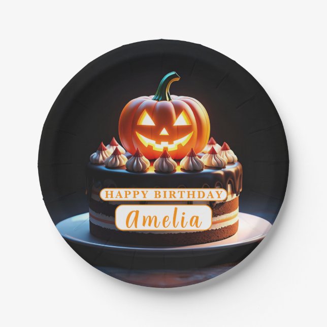Assiettes En Carton Citrouille éffrayant Halloween Plaque papier d'ann (Devant)