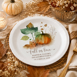 Assiettes En Carton Citrouille Élégante Rustique de Tomber Amoureux