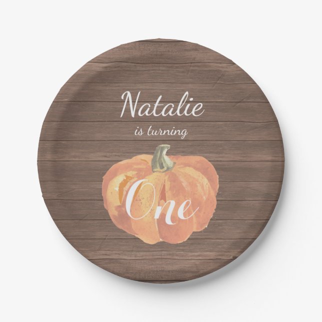 Assiettes En Carton Citrouille Fall First Birthday Party Plaques papie (Devant)