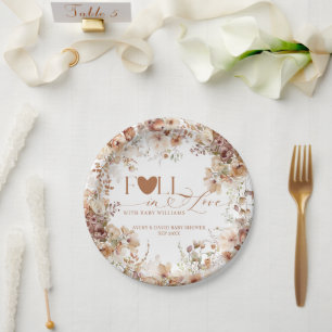 Assiettes En Carton Citrouille floral d'automne Baby shower neutre
