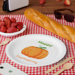 Assiettes En Carton citrouille grand bon thanksgiving