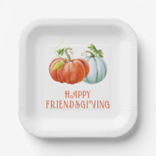 Assiettes En Carton Citrouille Happy Friendsgiving brûlé orange chute