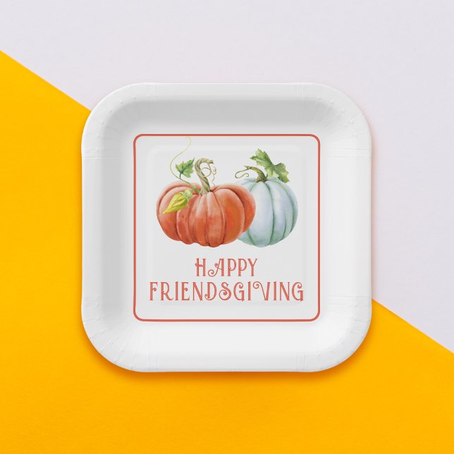 Assiettes En Carton Citrouille Happy Friendsgiving brûlé orange chute (Créateur téléchargé)
