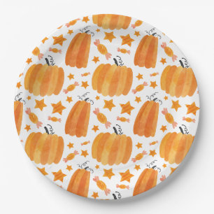 Assiettes En Carton Citrouille Motif Holloween Plaque papier