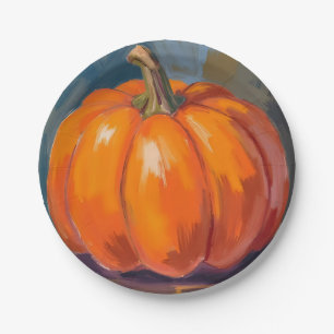 Assiettes En Carton Citrouille orange Halloween Thanksgiving aquarelle