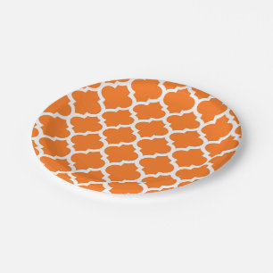 Assiettes En Carton Citrouille Orange What Marocain Quatrefoil Motif #