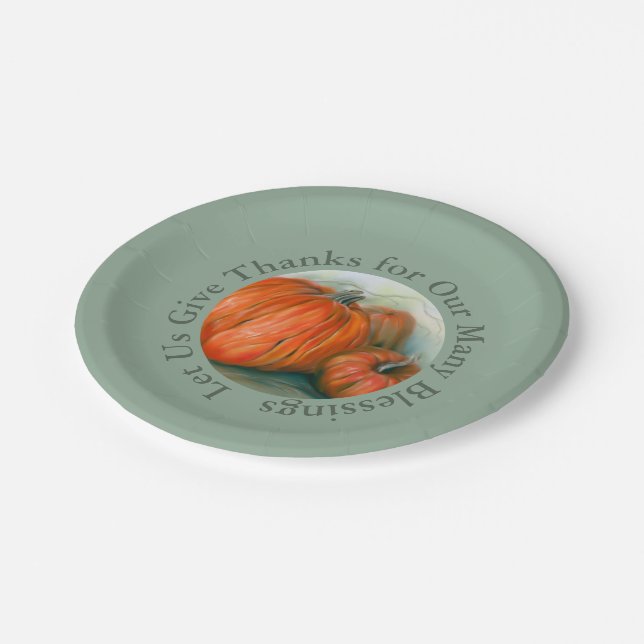 Assiettes En Carton Citrouille Patch Automne Trio Thanksgiving (Angle)