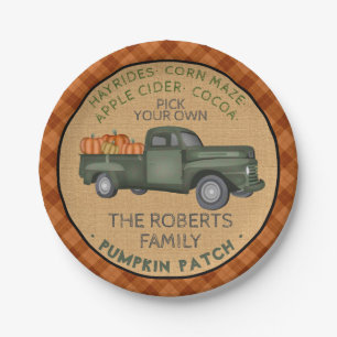 Assiettes En Carton Citrouille Patch Farm Rustic Fall Plaid Camion Vin