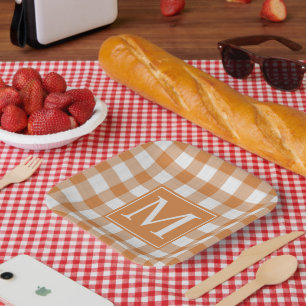 Assiettes En Carton Citrouille personnalisé Orange En vichy Motif
