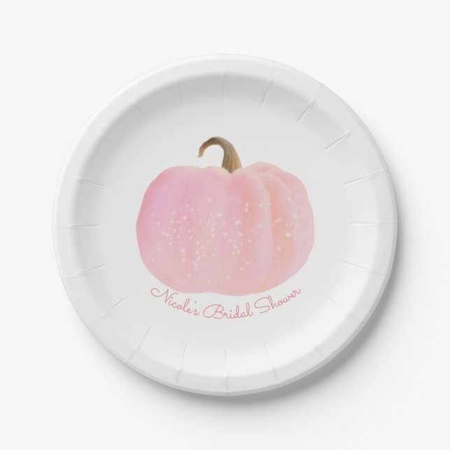 Assiettes En Carton Citrouille rose Automne Automne Automne Automne Ba (Devant)