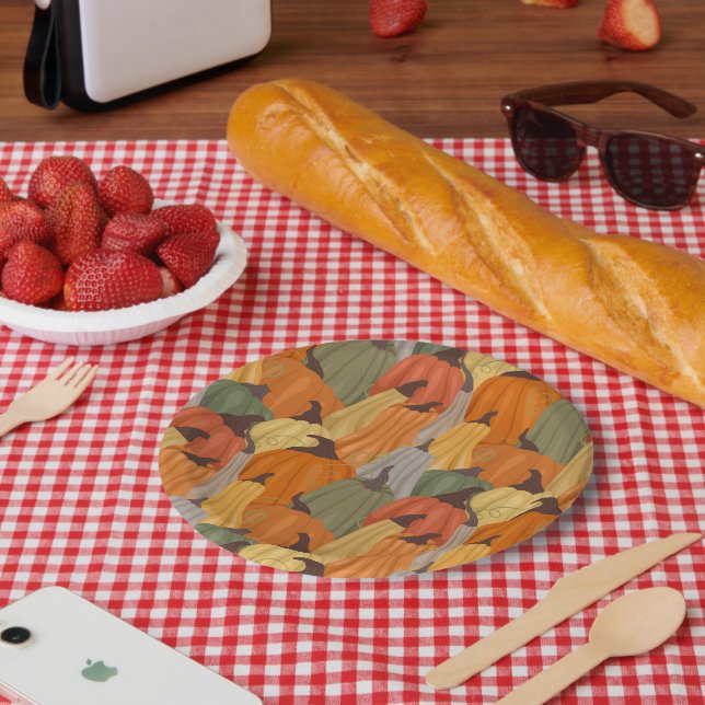 Assiettes En Carton Citrouilles cosy (Pique-nique)