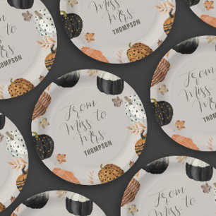 Assiettes En Carton Citrouilles d'automne de Mlle à Mme Fête des marié