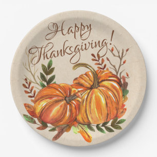 Assiettes En Carton Citrouilles de Thanksgiving