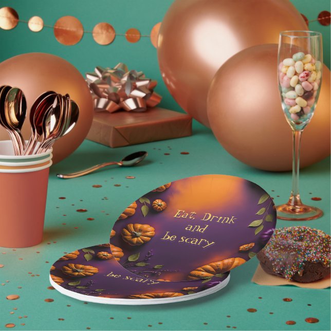 Assiettes En Carton Citrouilles d'Halloween (Multi)