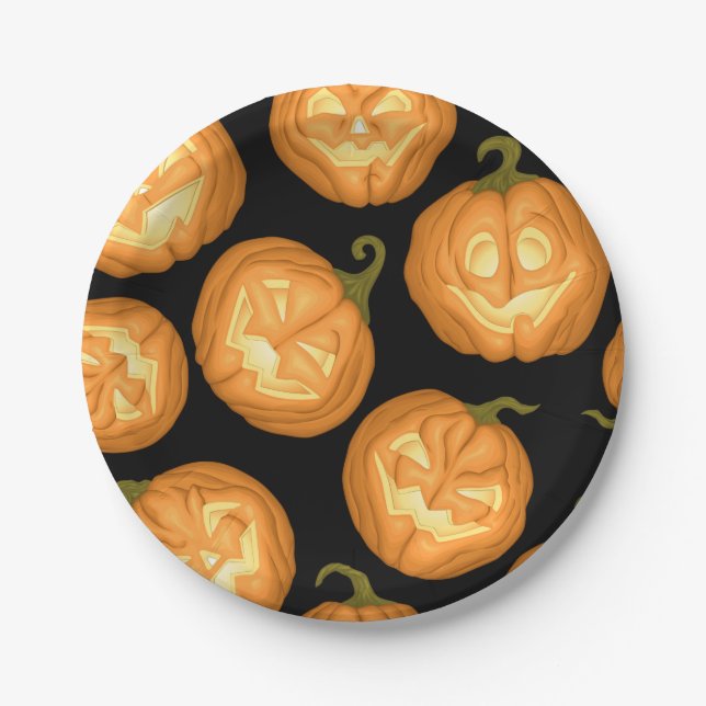 Assiettes En Carton Citrouilles d'Halloween (Devant)