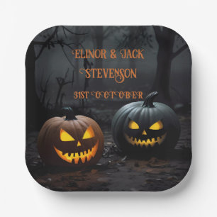 Assiettes En Carton Citrouilles d'Halloween festifs et motifs floraux