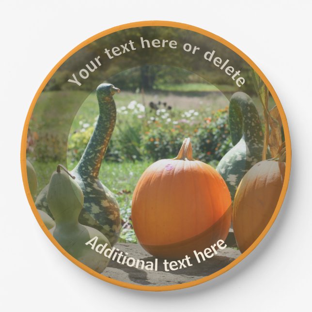 Assiettes En Carton Citrouilles Et Gourdes Fête Personnalisée (Devant)
