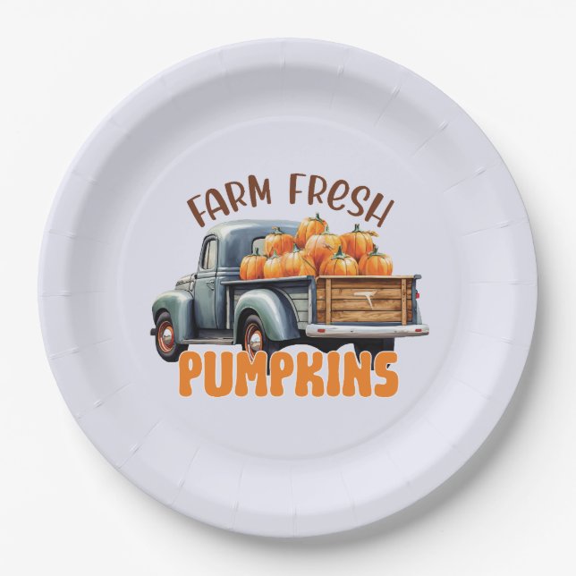Assiettes En Carton Citrouilles frais - Camion rustique (Devant)