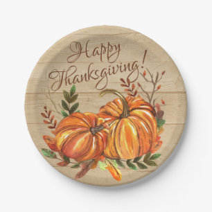 Assiettes En Carton Citrouilles rustiques de Thanksgiving