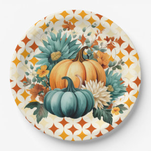 Assiettes En Carton Citrouilles turquoises