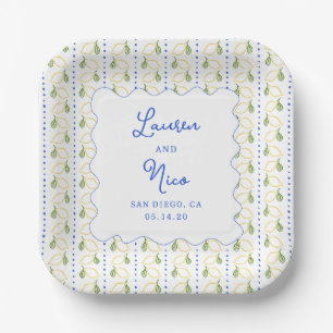 Assiettes En Carton Citrus citron bleu et jaune Amalfi Mariage personn