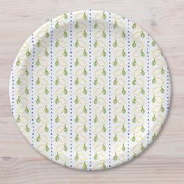 Assiettes En Carton Citrus citron bleu et jaune Amalfi méditerranéen