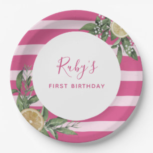 Assiettes En Carton Citrus Citrus Citrus rose Premier anniversaire
