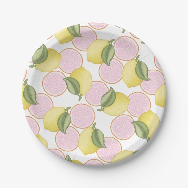 Assiettes En Carton Citrus Citrus rose Plaques de fête d'anniversaire (Devant)