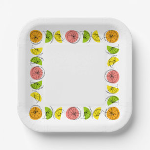 Assiettes En Carton Citrus Multi Carré