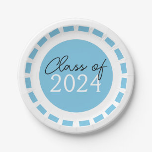 Assiettes En Carton Clair Bleu & Bleu Cinéma Classe Année Graduation