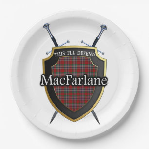 Assiettes En Carton Clan MacFarlane Tartan Shield & Swords