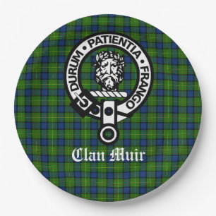 Assiettes En Carton Clan Muir Crest Badge et Tartan