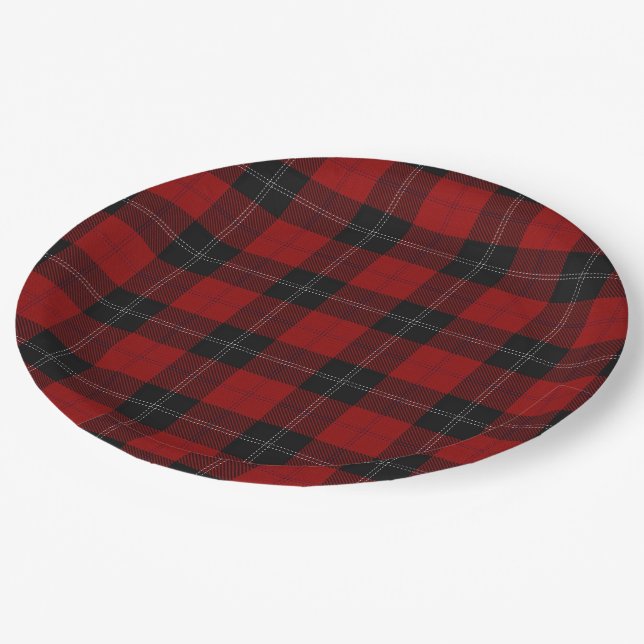 Assiettes En Carton Clan Ramsay Ramsey Red Tartan (Angle)
