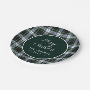 Assiettes En Carton Clan rustique à script vert plaid Gordon Tartan